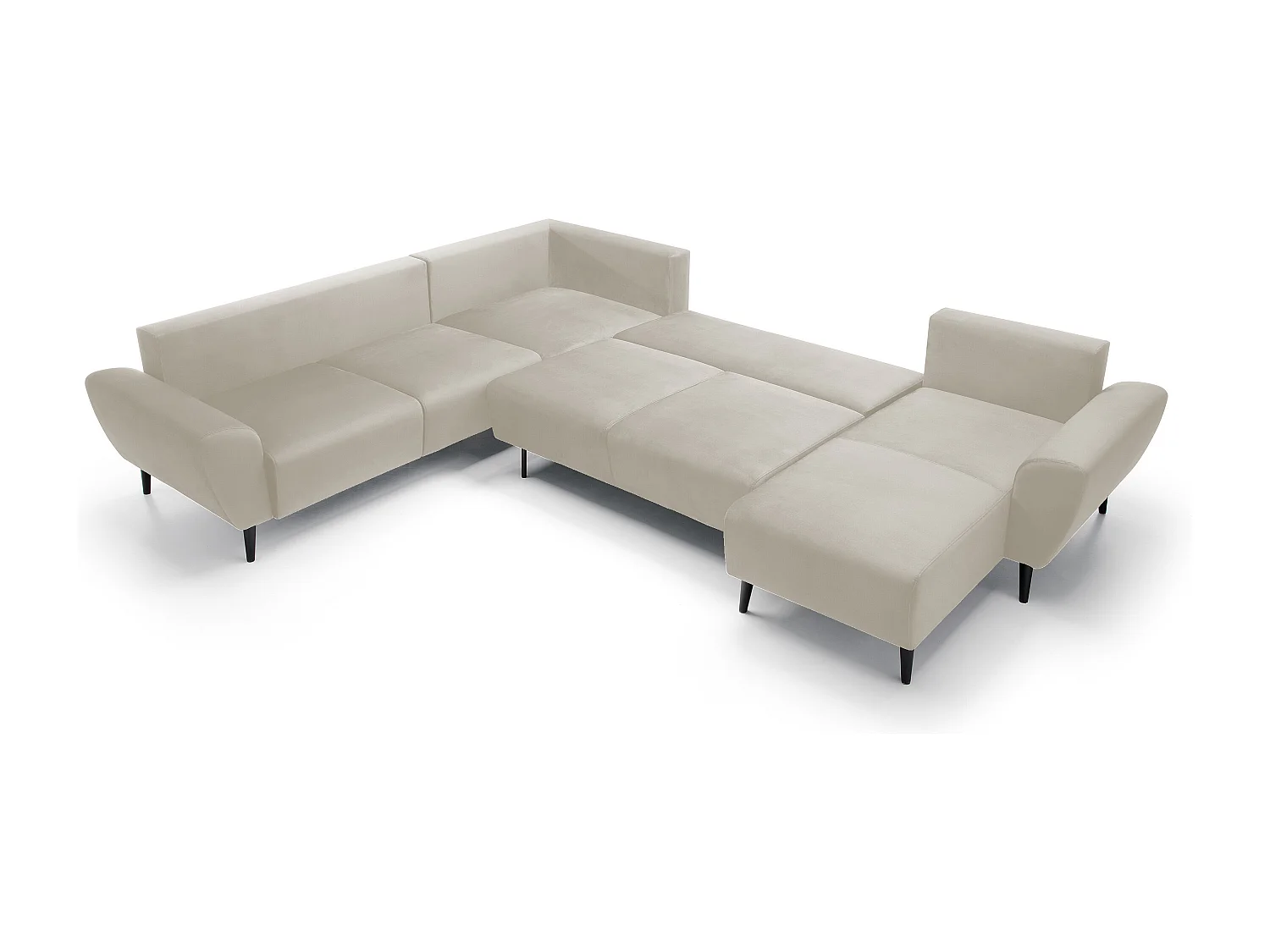 Narożnik BOSCO U, tkanina Monolith, wolnostojący, regulowane zagłówki, family, 340x270x98cm, beżowy