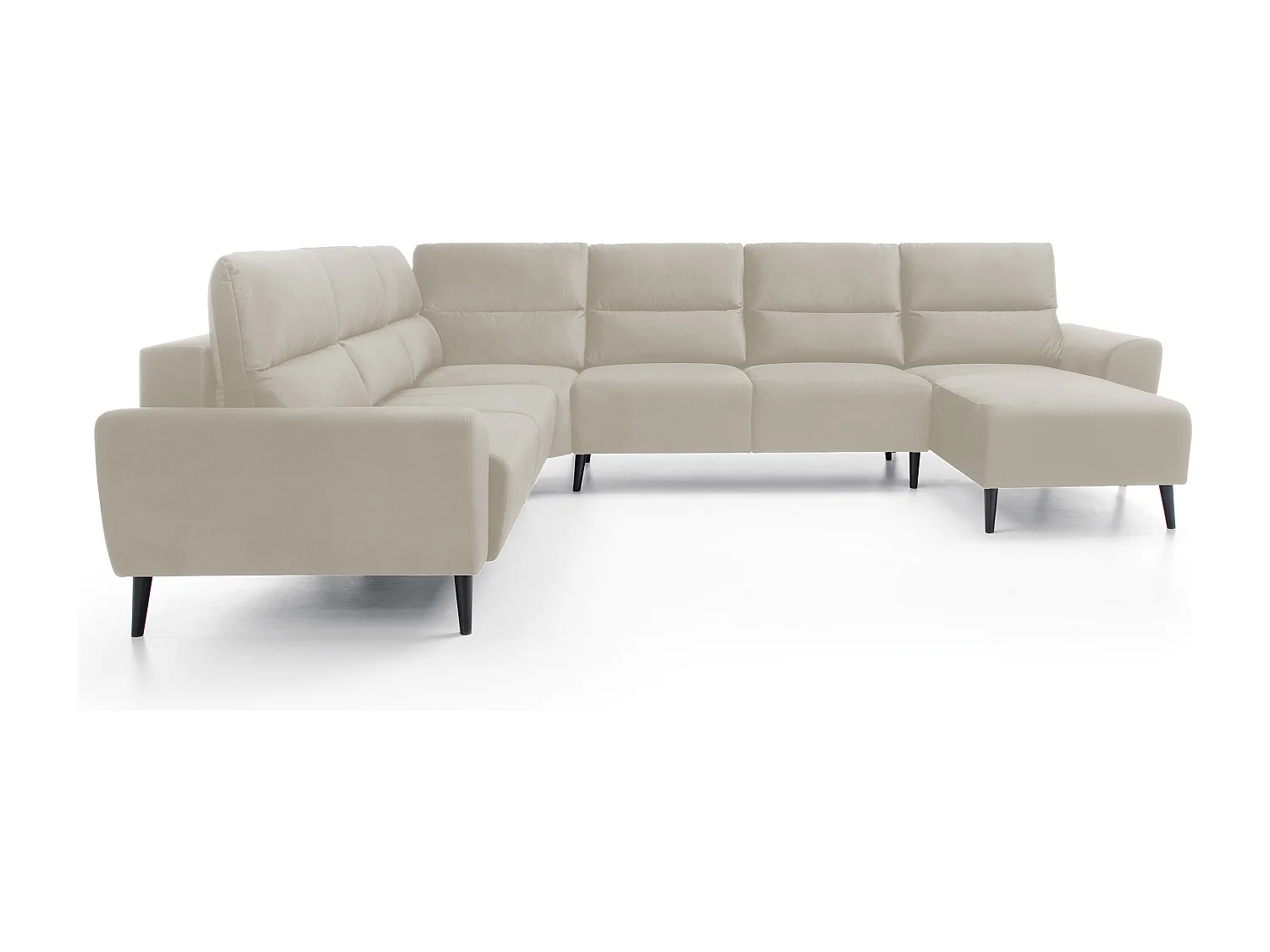 Canapé d'angle BOSCO en U, tissu Monolith, autoportant, appuie-têtes réglables, 340x270x98cm, Beige