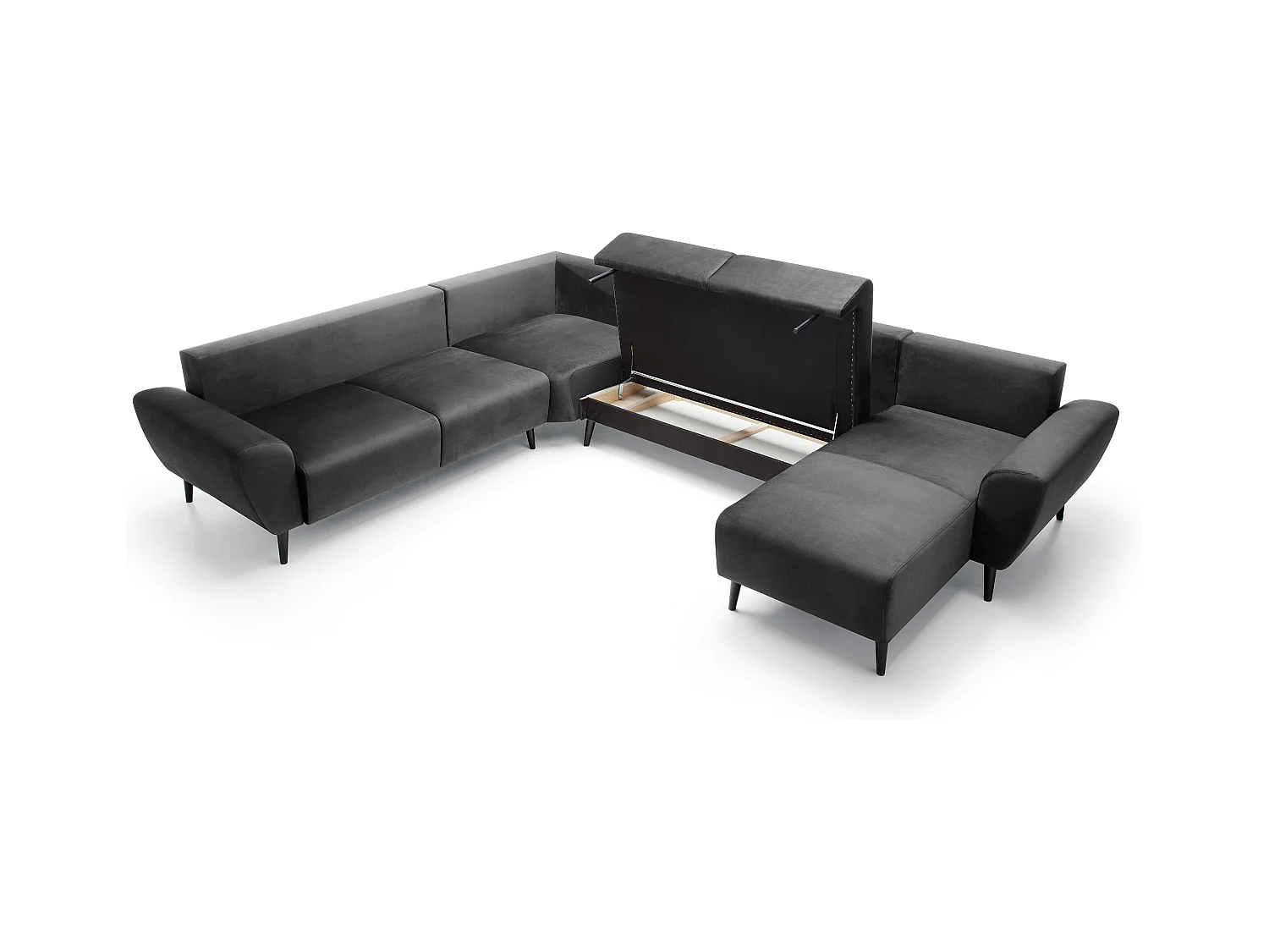 Narożnik BOSCO U, tkanina Monolith, wolnostojący, regulowane zagłówki, family, 340x270x98cm, szary