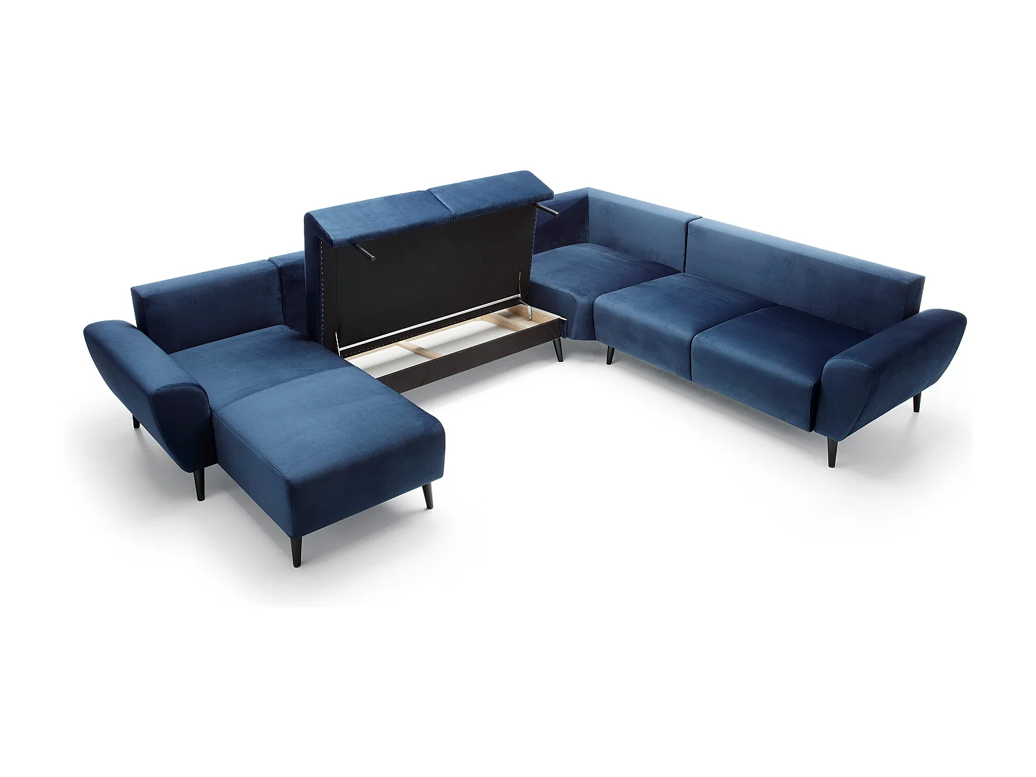 Narożnik BOSCO U, tkanina Monolith, wolnostojący, regulowane zagłówki, family, 340x270x98cm, niebieski