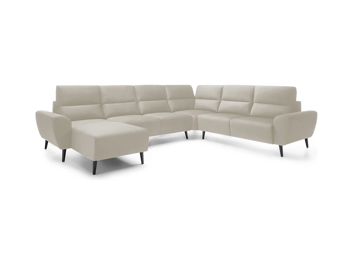 Narożnik BOSCO U, tkanina Monolith, wolnostojący, regulowane zagłówki, family, 340x270x98cm, beżowy