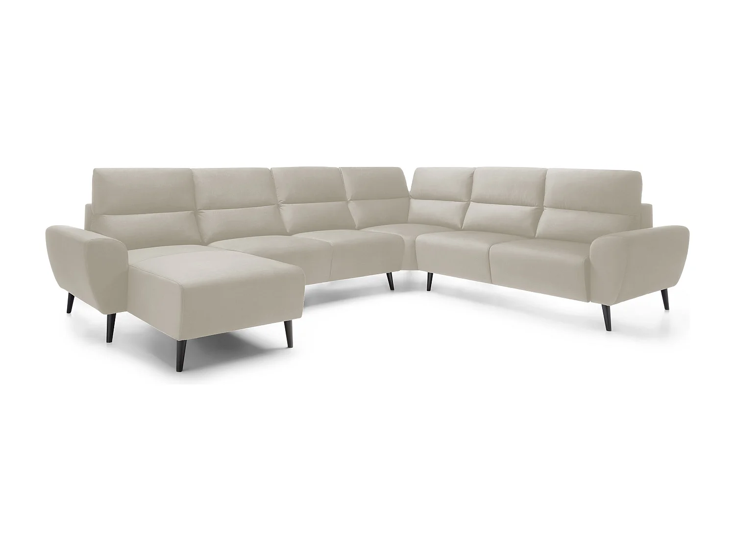 Canapé d'angle BOSCO en U, tissu Monolith, autoportant, appuie-têtes réglables, 340x270x98cm, Beige