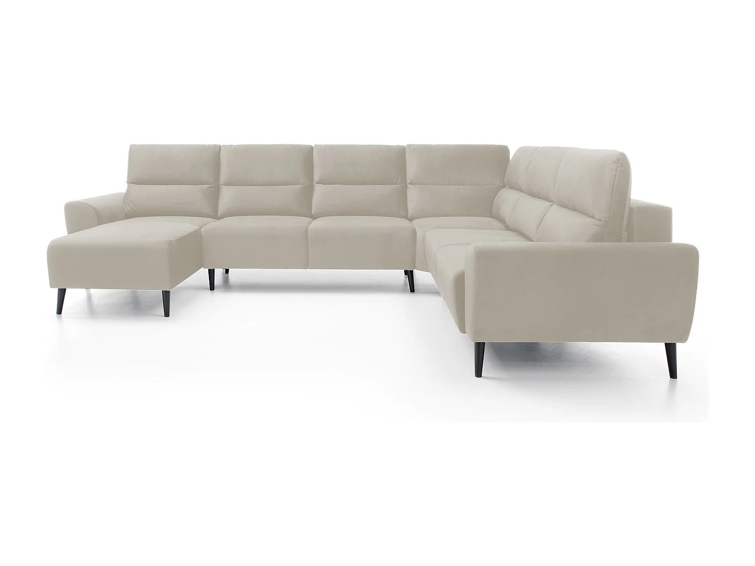 Canapé d'angle BOSCO en U, tissu Monolith, autoportant, appuie-têtes réglables, 340x270x98cm, Beige