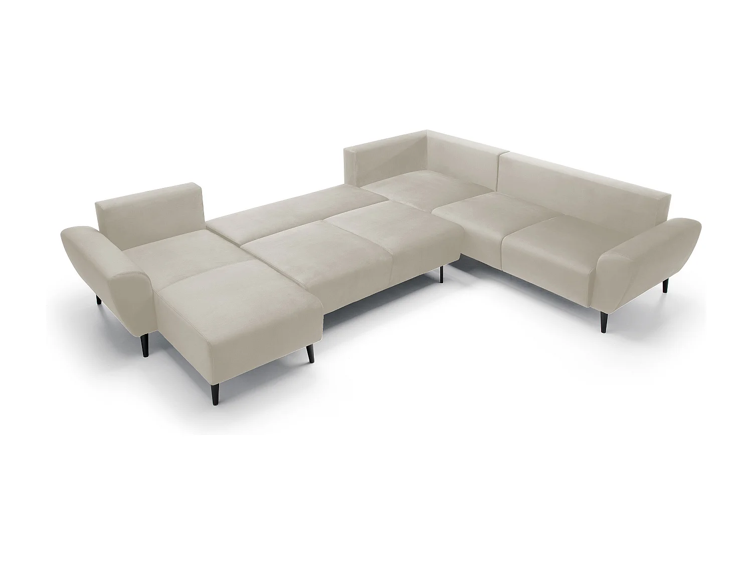 Canapé d'angle BOSCO en U, tissu Monolith, autoportant, appuie-têtes réglables, 340x270x98cm, Beige