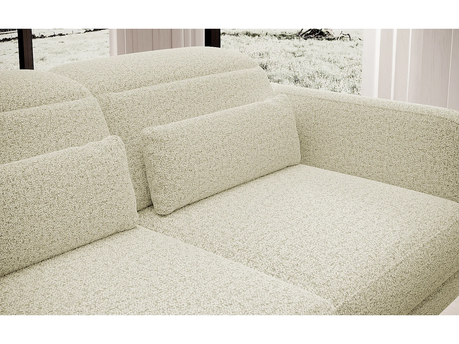 ECKSOFA BARILLO - Dossier réglable, pieds en acier, 3 coussins, indépendant, 261x170x97cm, côté gauche caramel