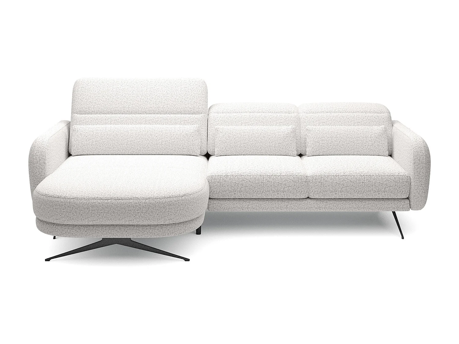 ECKSOFA BARILLO - Dossier réglable, pieds en acier, 3 coussins, indépendant, 261x170x97cm, côté gauche Gris