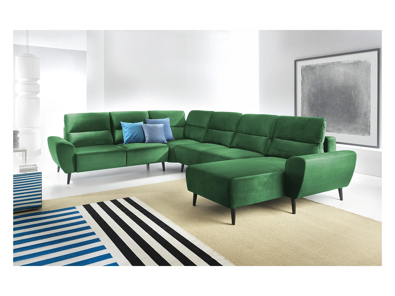 Narożnik BOSCO U, tkanina Monolith, wolnostojący, regulowane zagłówki, family, 340x270x98cm, zielony