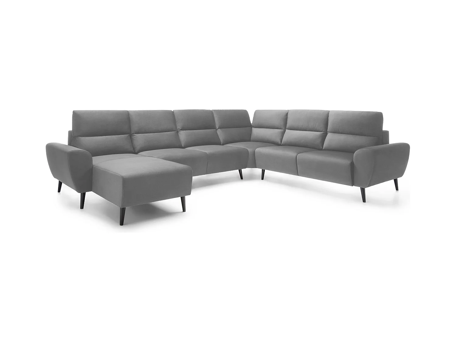 Polster-Ecksofa BOSCO U-Form, Monolith-Stoff, Freistehend, mit verstellbaren Kopfstützen, Sofa für Familien, Größe: 340x270x98cm, Farbe: Esche