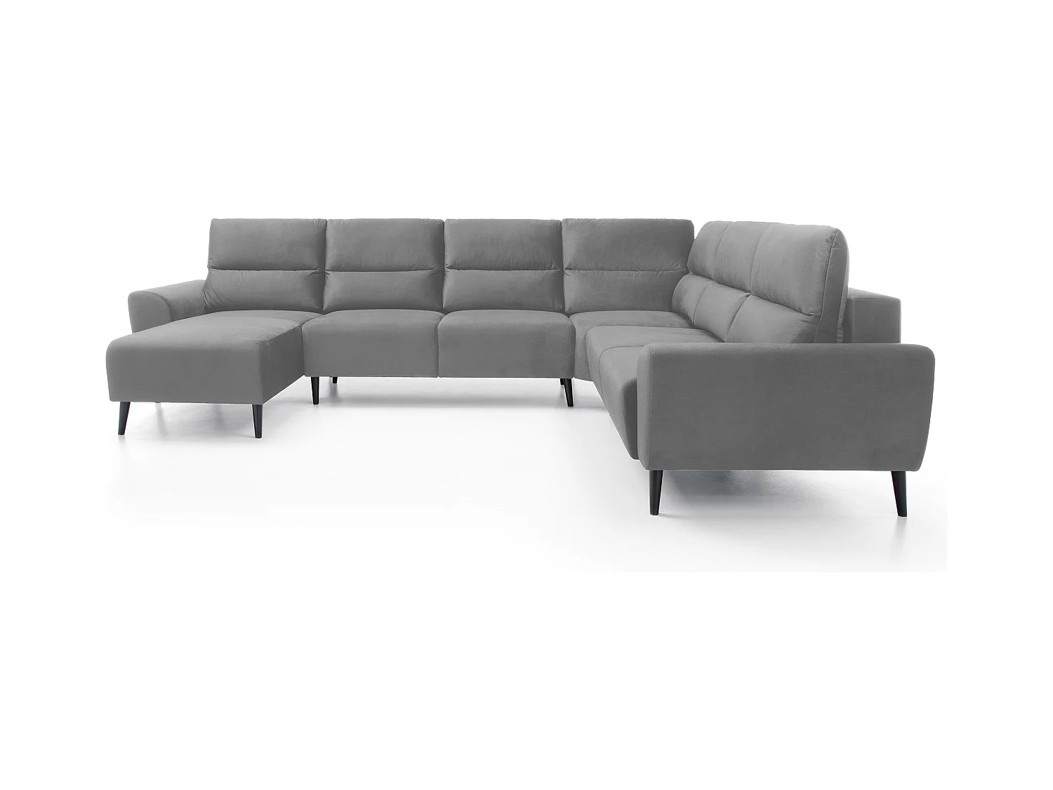 Polster-Ecksofa BOSCO U-Form, Monolith-Stoff, Freistehend, mit verstellbaren Kopfstützen, Sofa für Familien, Größe: 340x270x98cm, Farbe: Esche