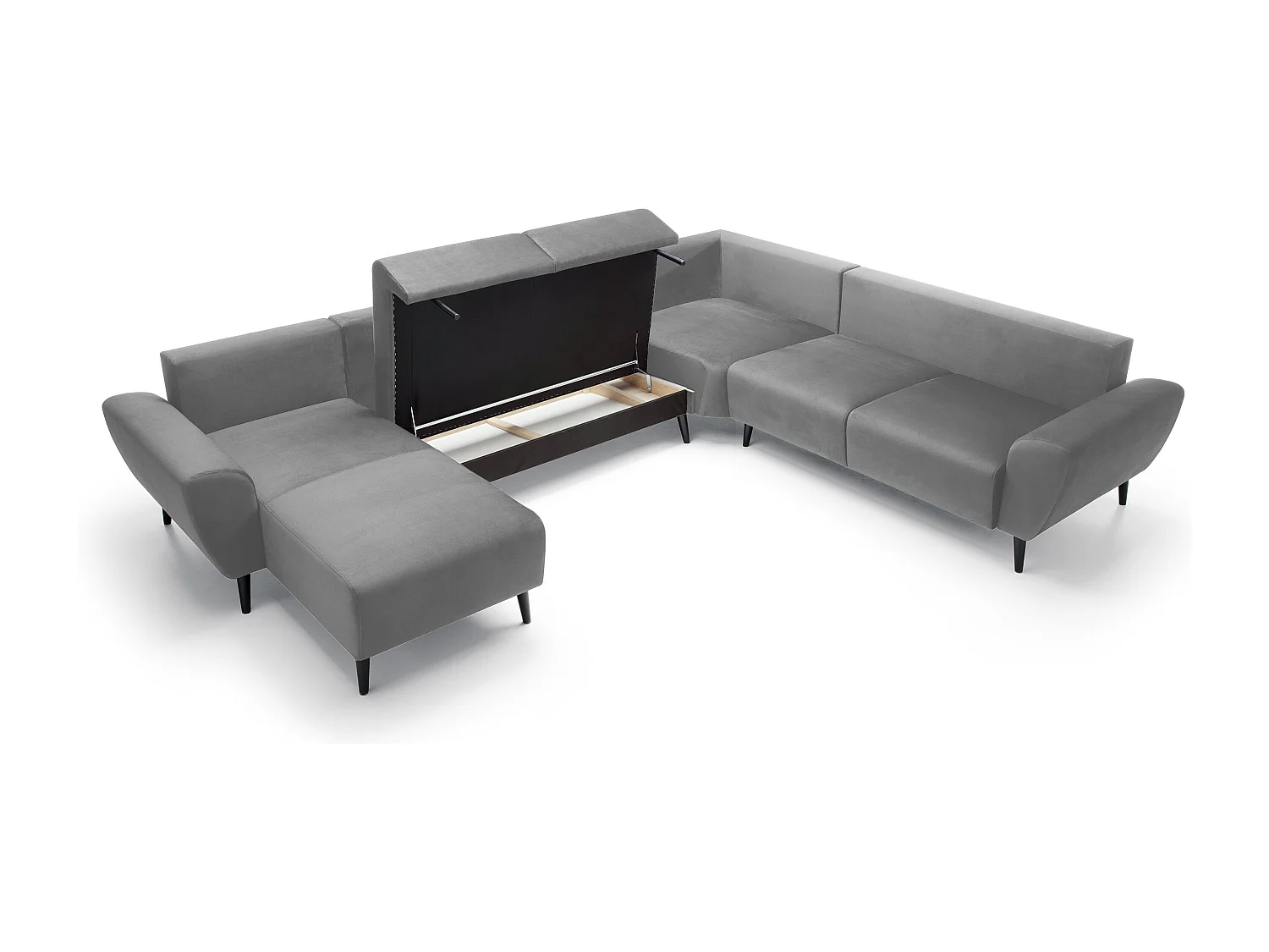 Polster-Ecksofa BOSCO U-Form, Monolith-Stoff, Freistehend, mit verstellbaren Kopfstützen, Sofa für Familien, Größe: 340x270x98cm, Farbe: Esche
