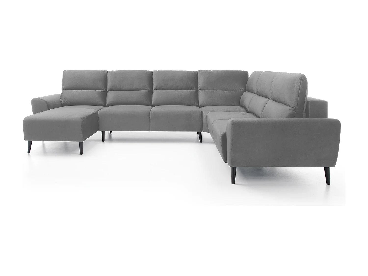 Canapé d'angle BOSCO en U, tissu Monolith, autoportant, appuie-têtes réglables, 340x270x98cm, Frêne