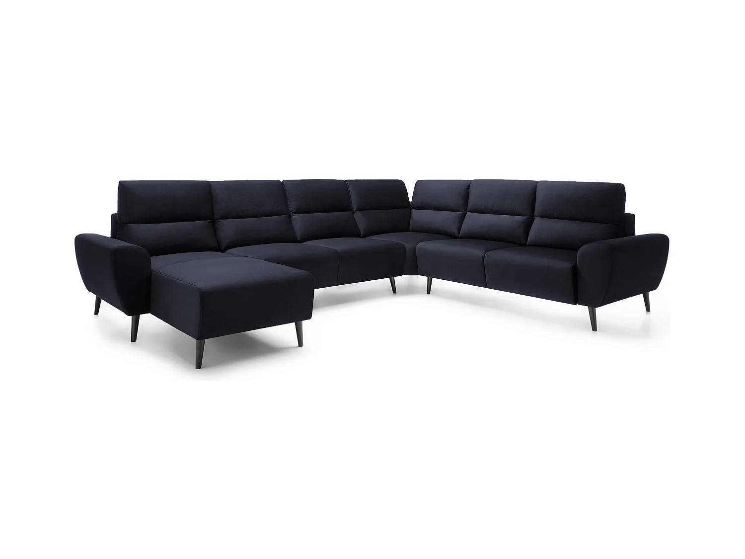 Narożnik BOSCO U, tkanina Monolith, wolnostojący, regulowane zagłówki, family, 340x270x98cm, antracytowy