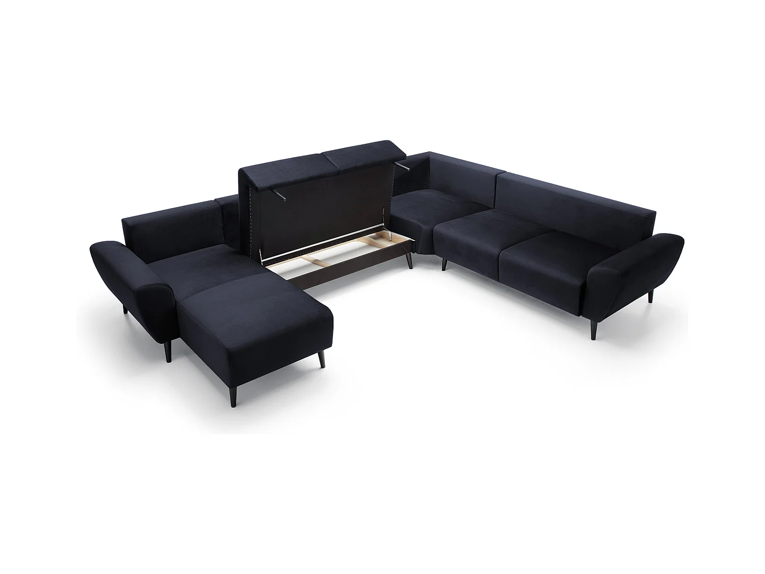 Narożnik BOSCO U, tkanina Monolith, wolnostojący, regulowane zagłówki, family, 340x270x98cm, antracytowy