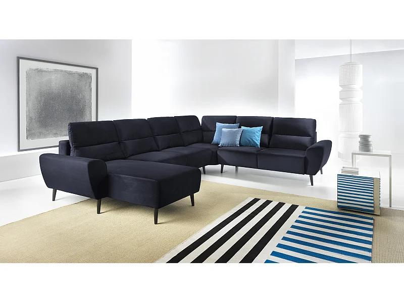 Canapé d'angle BOSCO en U, tissu Monolith, autoportant, appuie-têtes réglables, 340x270x98cm, Anthracite