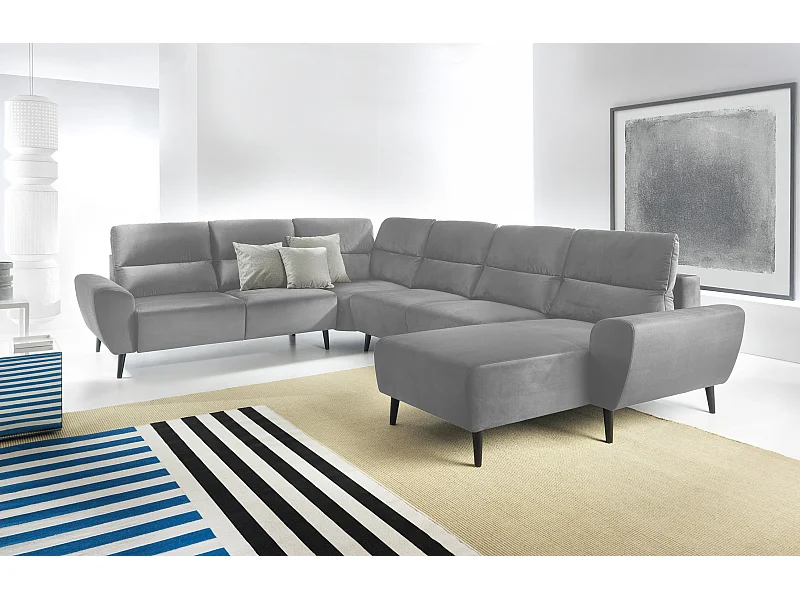 Polster-Ecksofa BOSCO U-Form, Monolith-Stoff, Freistehend, mit verstellbaren Kopfstützen, Sofa für Familien, Größe: 340x270x98cm, Farbe: Esche