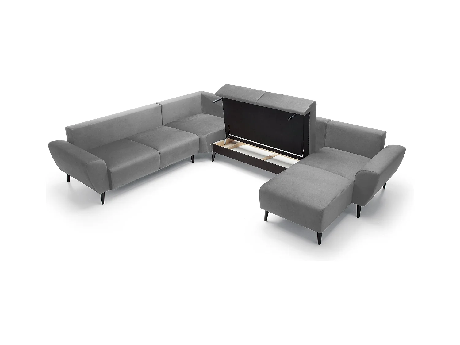 Narożnik BOSCO U, tkanina Monolith, wolnostojący, regulowane zagłówki, family, 340x270x98cm, kolor popielaty