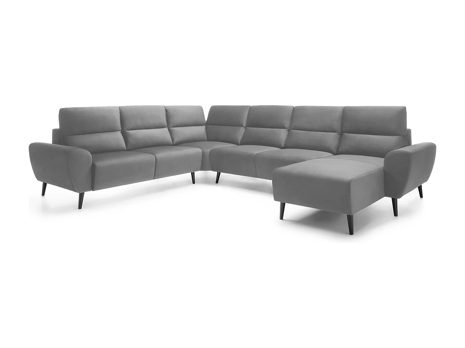 Canapé d'angle BOSCO en U, tissu Monolith, autoportant, appuie-têtes réglables, 340x270x98cm, Frêne