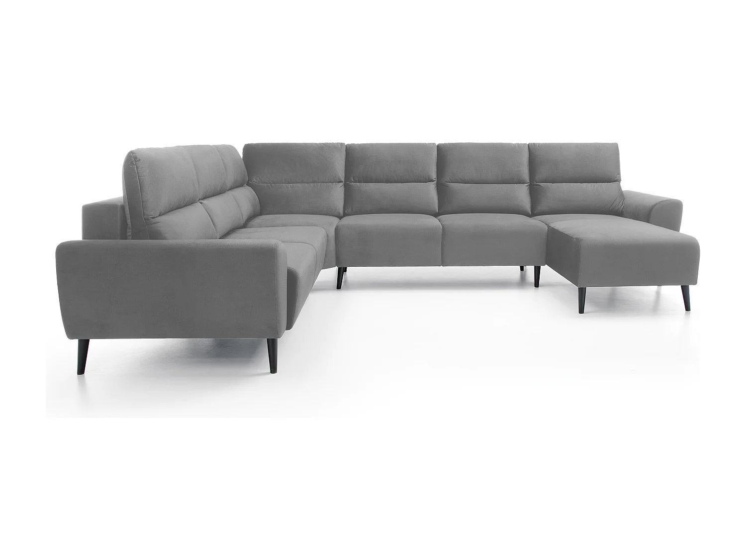 Canapé d'angle BOSCO en U, tissu Monolith, autoportant, appuie-têtes réglables, 340x270x98cm, Frêne