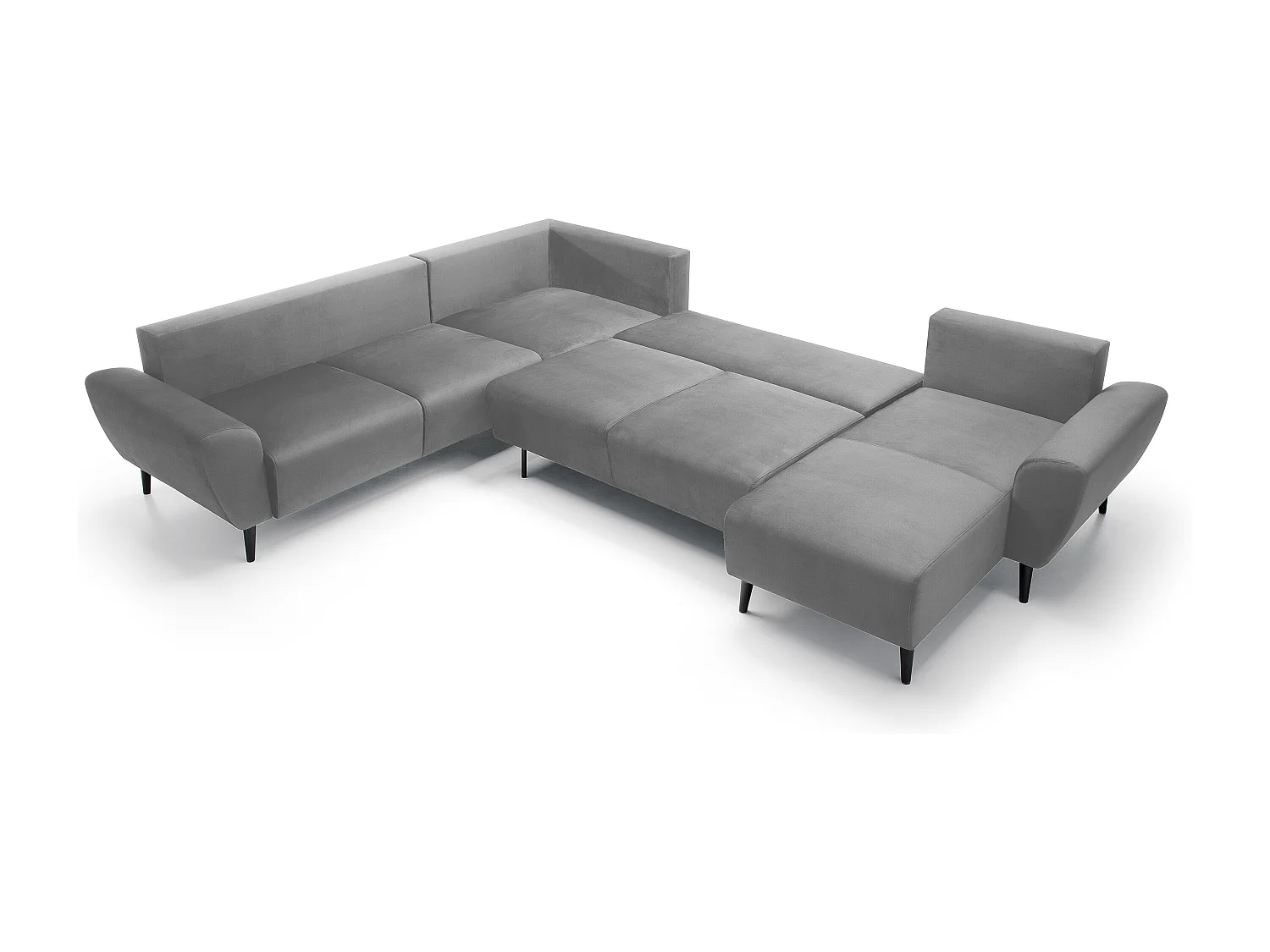 Canapé d'angle BOSCO en U, tissu Monolith, autoportant, appuie-têtes réglables, 340x270x98cm, Frêne