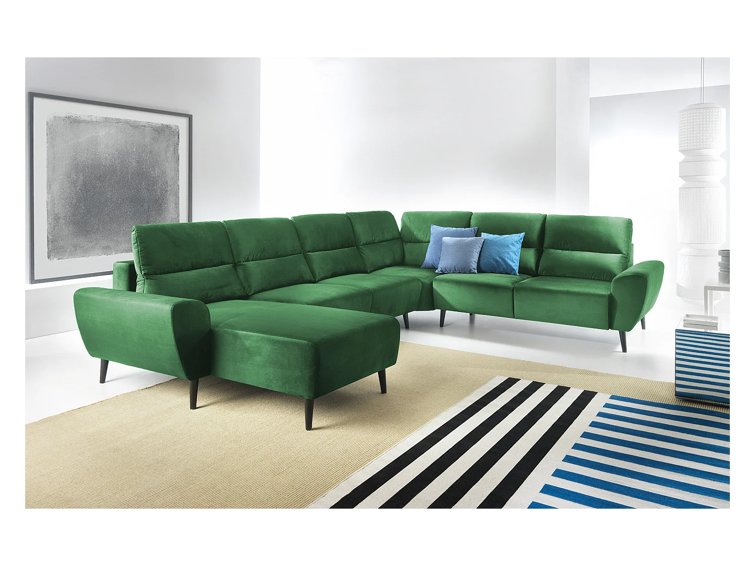 Narożnik BOSCO U, tkanina Monolith, wolnostojący, regulowane zagłówki, family, 340x270x98cm, zielony