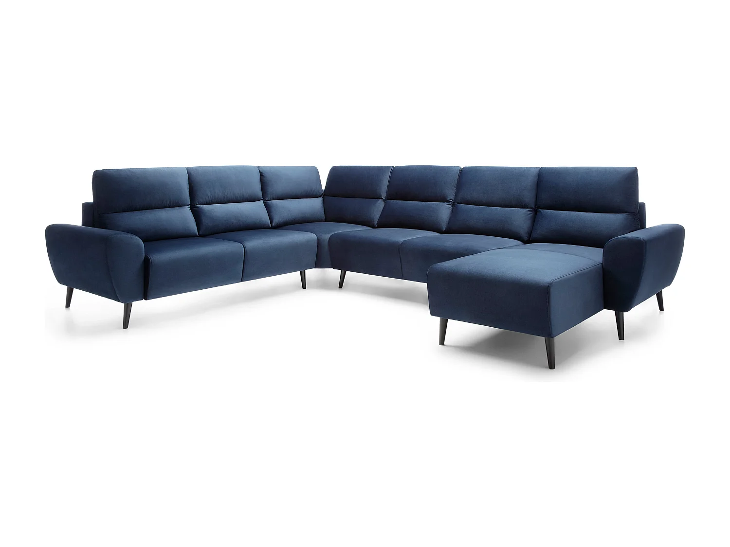 Polster-Ecksofa BOSCO U-Form, Monolith-Stoff, Freistehend, mit verstellbaren Kopfstützen, Sofa für Familien, Größe: 340x270x98cm, Farbe: Blau