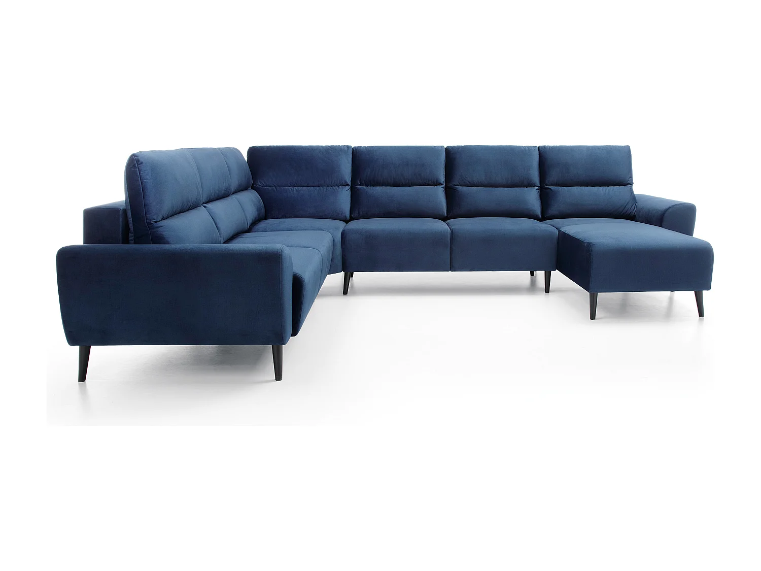 Polster-Ecksofa BOSCO U-Form, Monolith-Stoff, Freistehend, mit verstellbaren Kopfstützen, Sofa für Familien, Größe: 340x270x98cm, Farbe: Blau