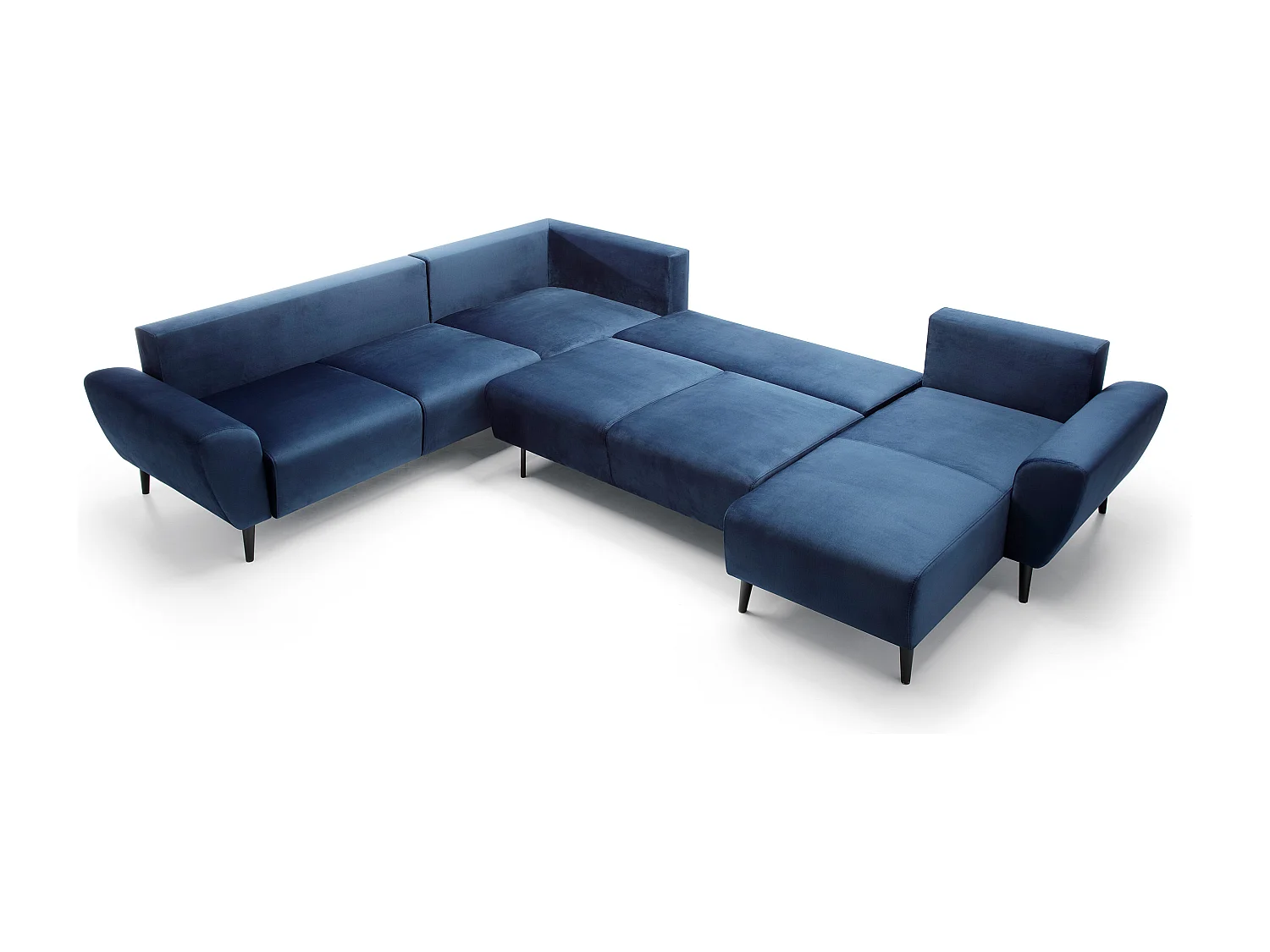 Polster-Ecksofa BOSCO U-Form, Monolith-Stoff, Freistehend, mit verstellbaren Kopfstützen, Sofa für Familien, Größe: 340x270x98cm, Farbe: Blau