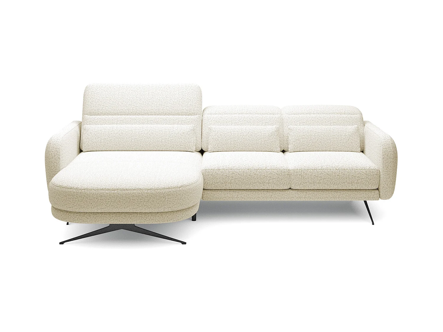 ECKSOFA BARILLO - Verstellbarer Rückenlehne, Stahlfüße, Elegante Armlehnen, Drei Rückenkissen, Freistehend, 261x170x97 cm Linke Seite Beige