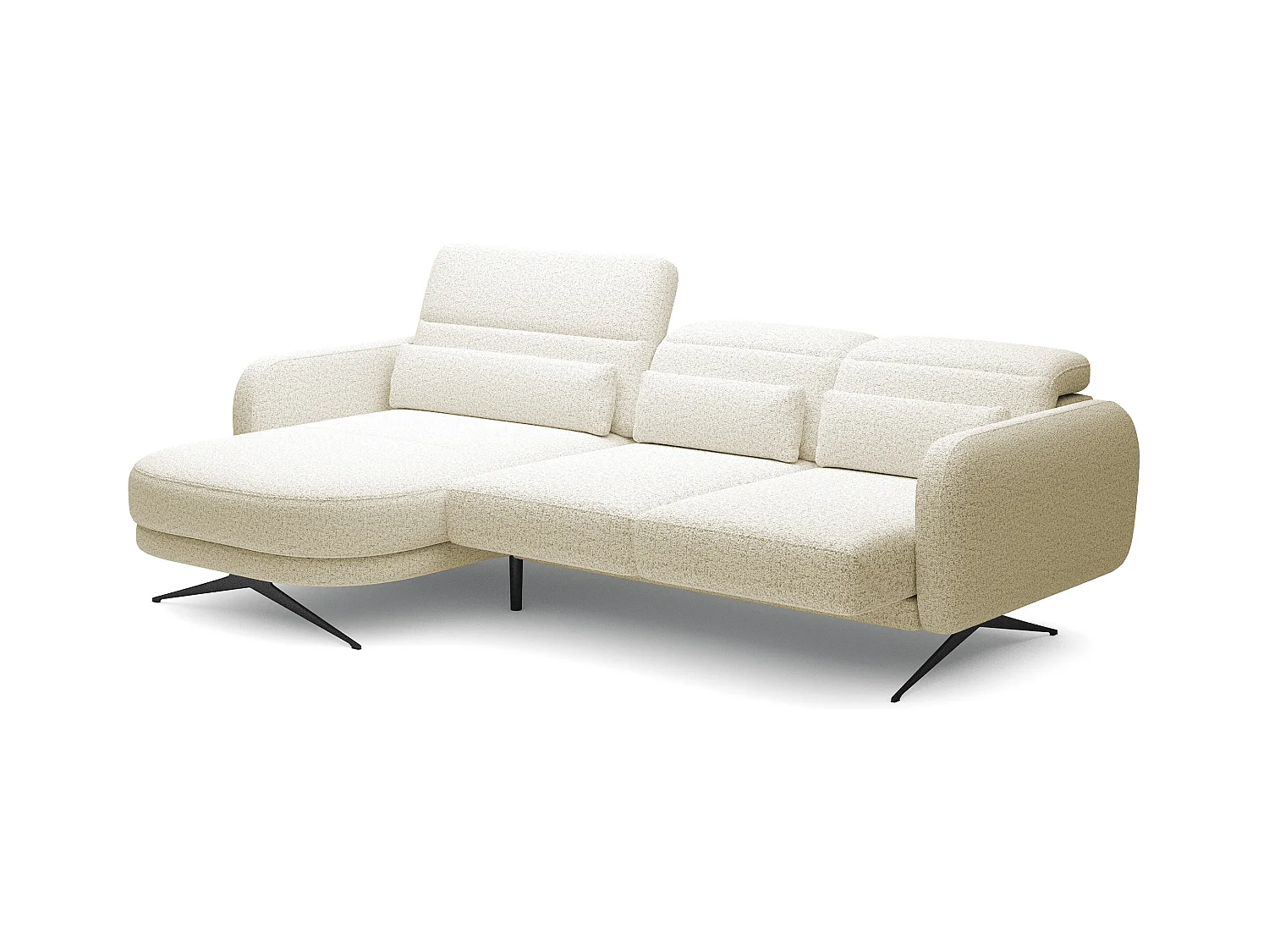 ECKSOFA BARILLO - Verstellbarer Rückenlehne, Stahlfüße, Elegante Armlehnen, Drei Rückenkissen, Freistehend, 261x170x97 cm Linke Seite Beige