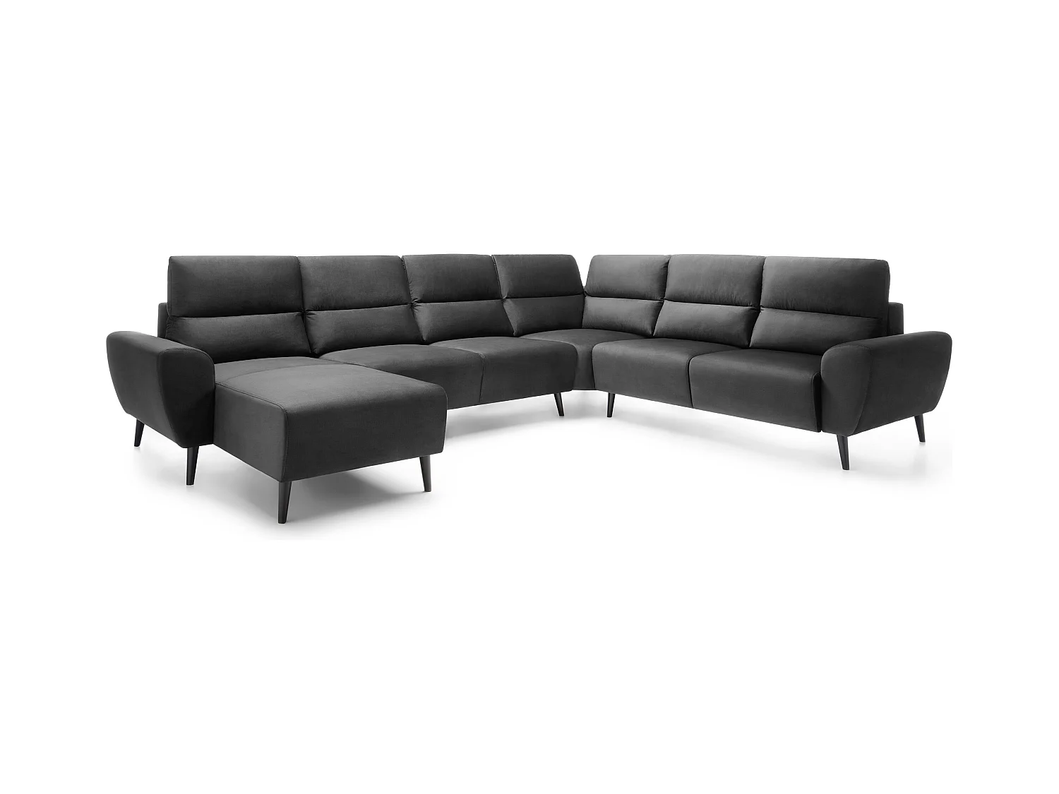 Polster-Ecksofa BOSCO U-Form, Monolith-Stoff, Freistehend, mit verstellbaren Kopfstützen, Sofa für Familien, Größe: 340x270x98cm, Farbe: Grau