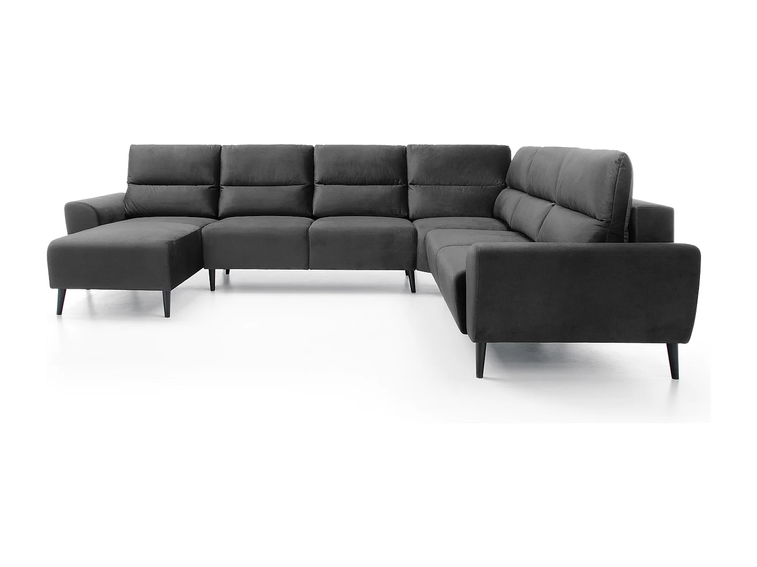 Polster-Ecksofa BOSCO U-Form, Monolith-Stoff, Freistehend, mit verstellbaren Kopfstützen, Sofa für Familien, Größe: 340x270x98cm, Farbe: Grau