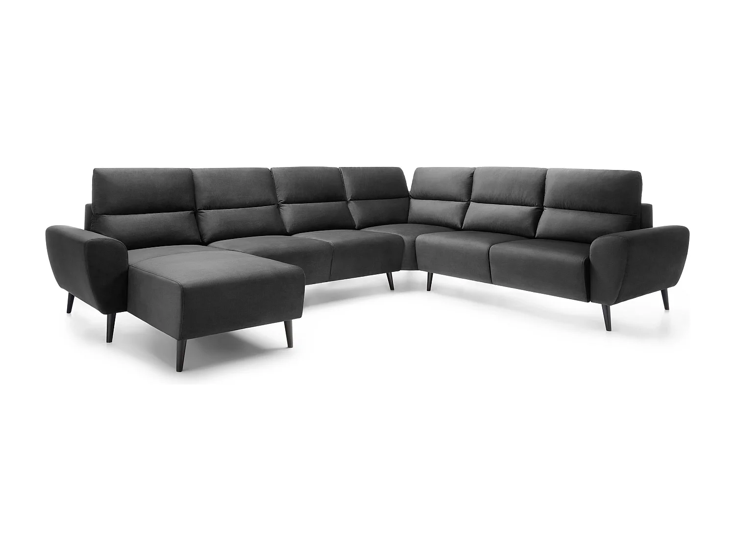 Canapé d'angle BOSCO en U, tissu Monolith, autoportant, appuie-têtes réglables, 340x270x98cm, Gris