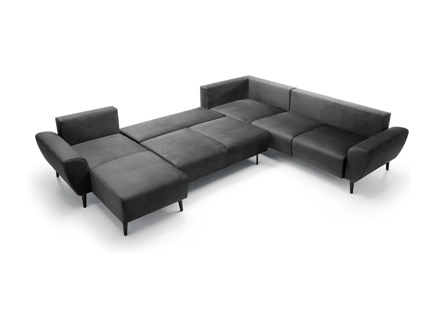 Canapé d'angle BOSCO en U, tissu Monolith, autoportant, appuie-têtes réglables, 340x270x98cm, Gris