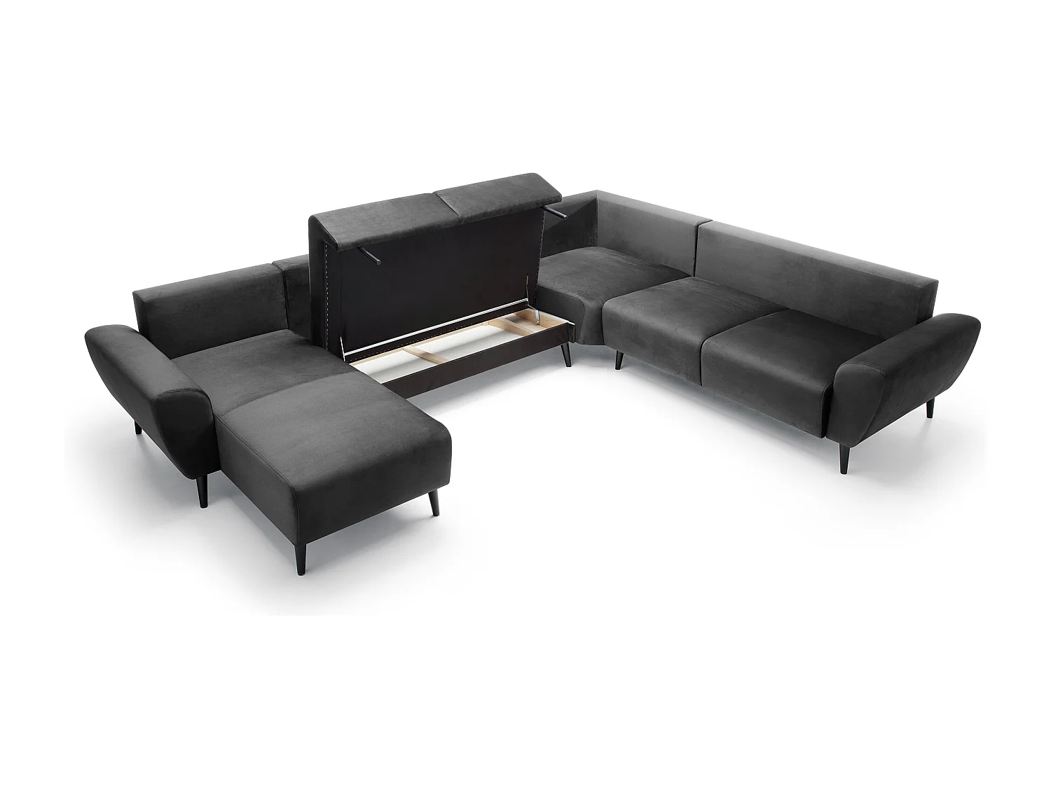 Canapé d'angle BOSCO en U, tissu Monolith, autoportant, appuie-têtes réglables, 340x270x98cm, Gris