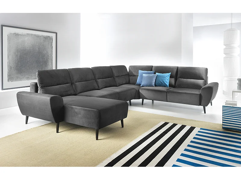 Narożnik BOSCO U, tkanina Monolith, wolnostojący, regulowane zagłówki, family, 340x270x98cm, szary