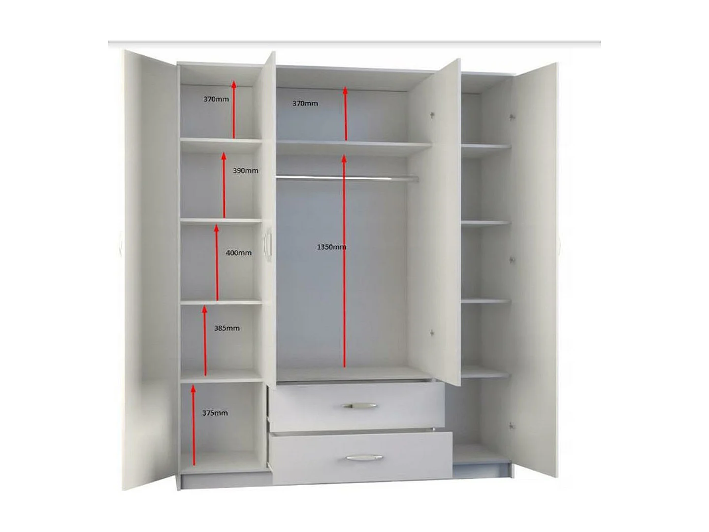 ARMOIRE A PORTES TROIS Noah 160/205/52 4 portes