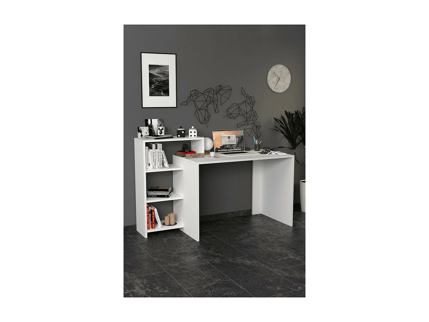 Bureau Moderne Aria, Blanc, 45x122x92 cm, Epikasa