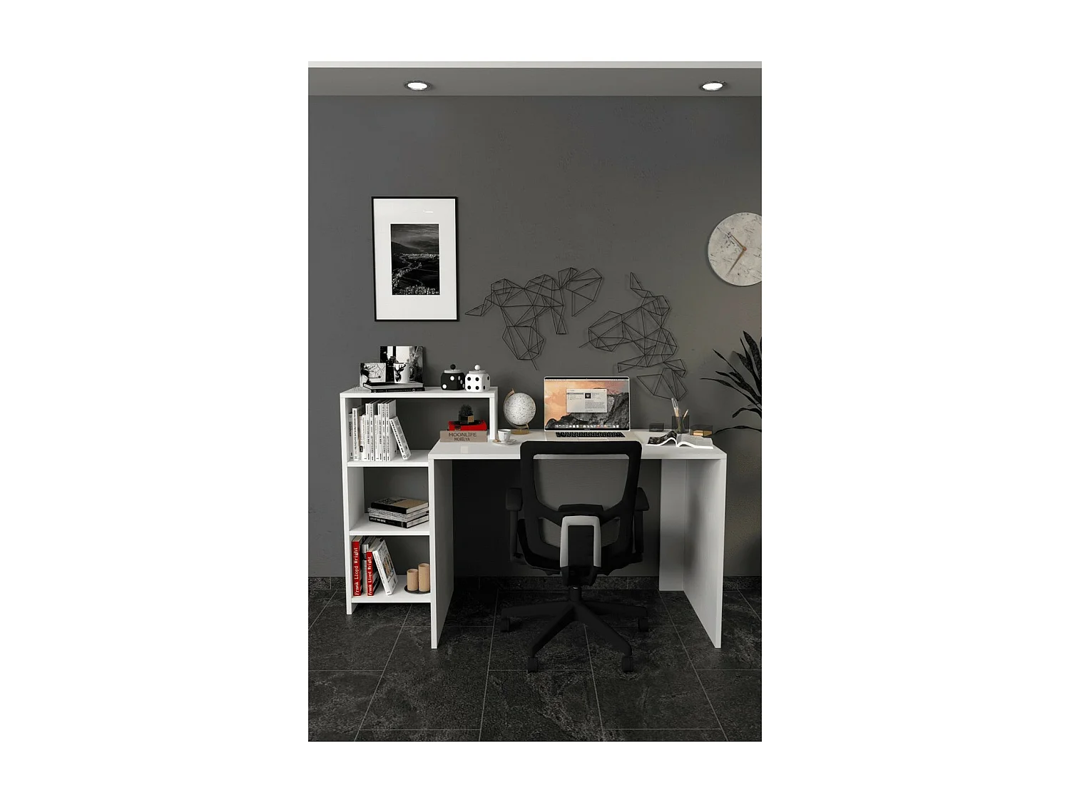 Bureau Moderne Aria, Blanc, 45x122x92 cm, Epikasa
