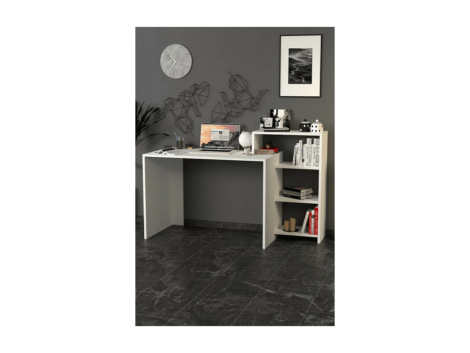 Bureau Moderne Aria, Blanc, 45x122x92 cm, Epikasa