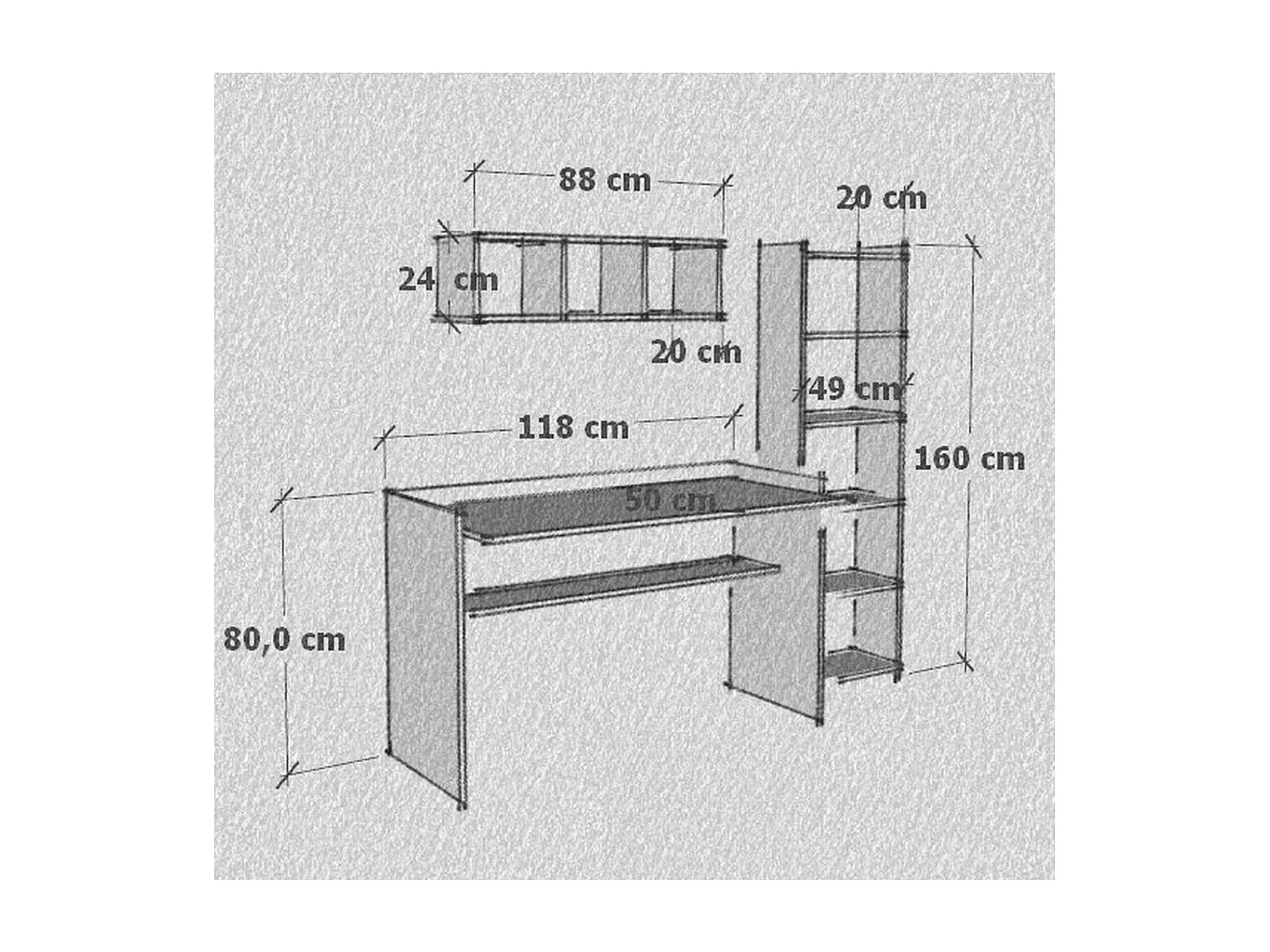 Bureau Moderne Benjamin, Blanc, 50x118x80 cm, Epikasa