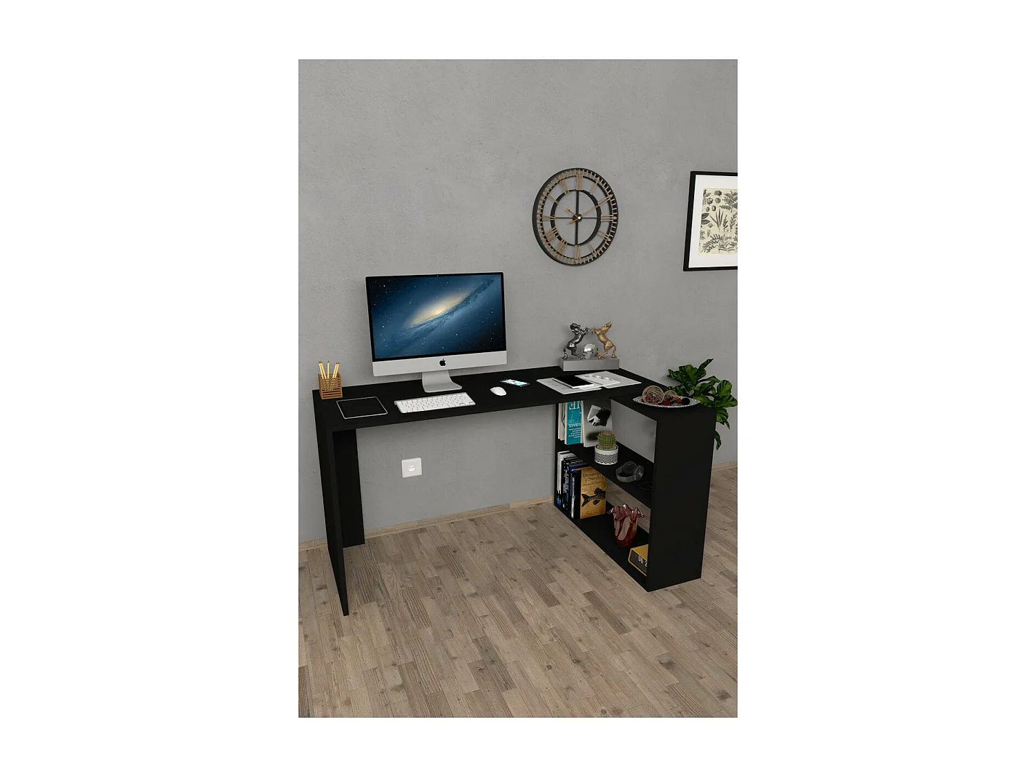 Bureau Layla, Zwart, 50x130x75 cm, Epikasa