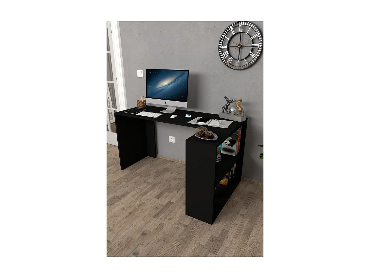 Bureau Layla, Zwart, 50x130x75 cm, Epikasa