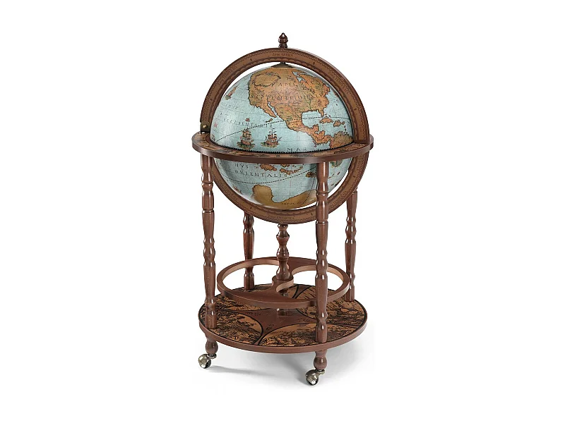 Mobile Bar Mappamondo Minerva, Blu, 50x50x93 cm, Zoffoli