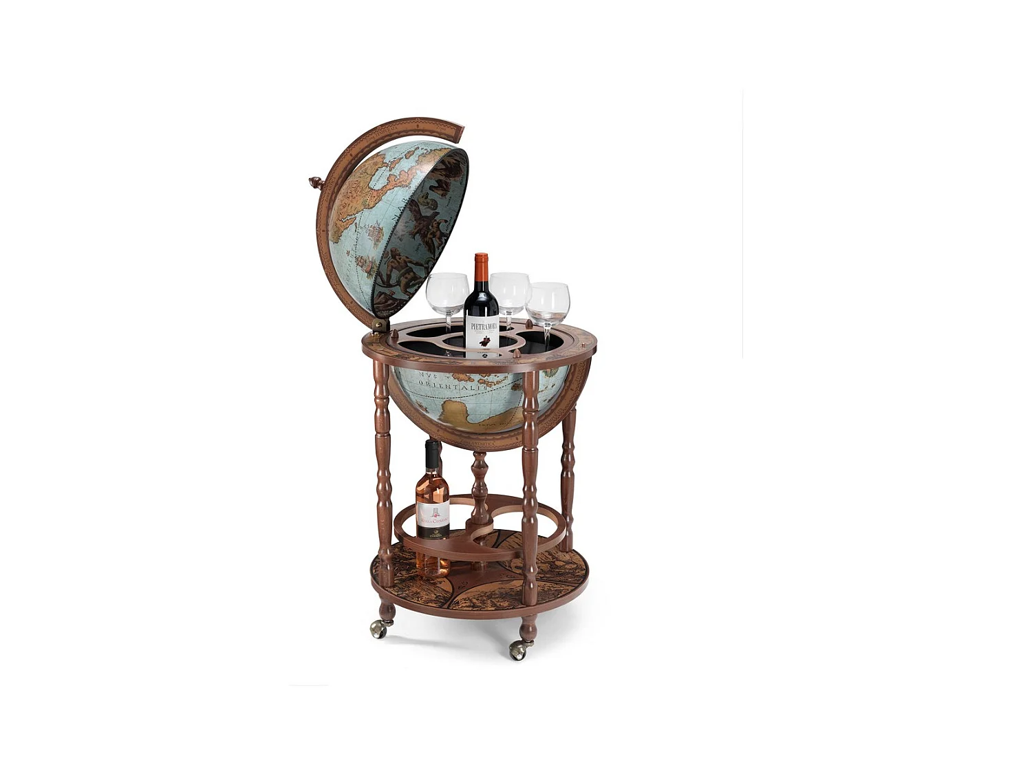 Bar Tafelglobe Minerva, Blauw, 50x50x93 cm, Zoffoli