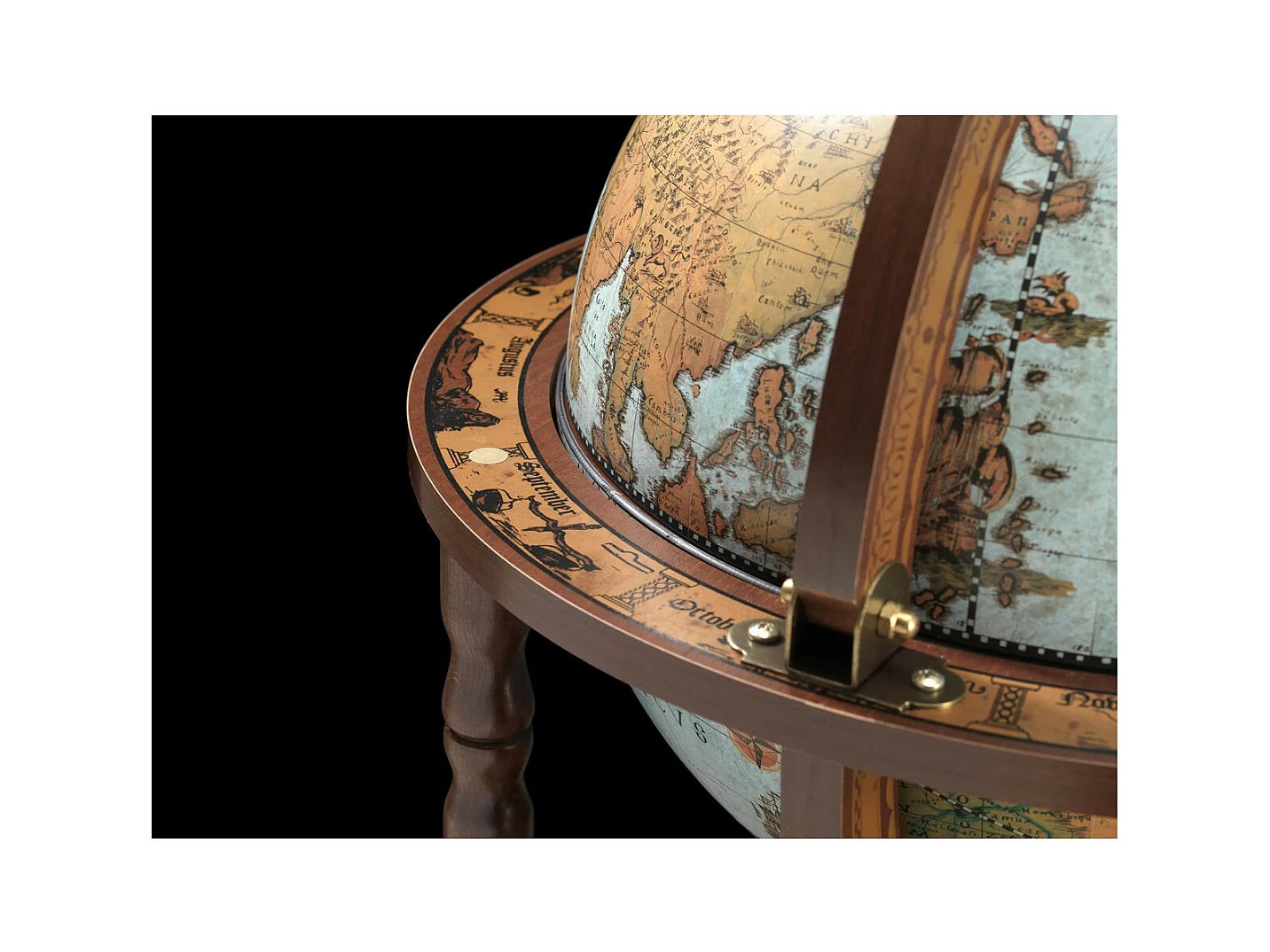 Bar Tafelglobe Minerva, Blauw, 50x50x93 cm, Zoffoli