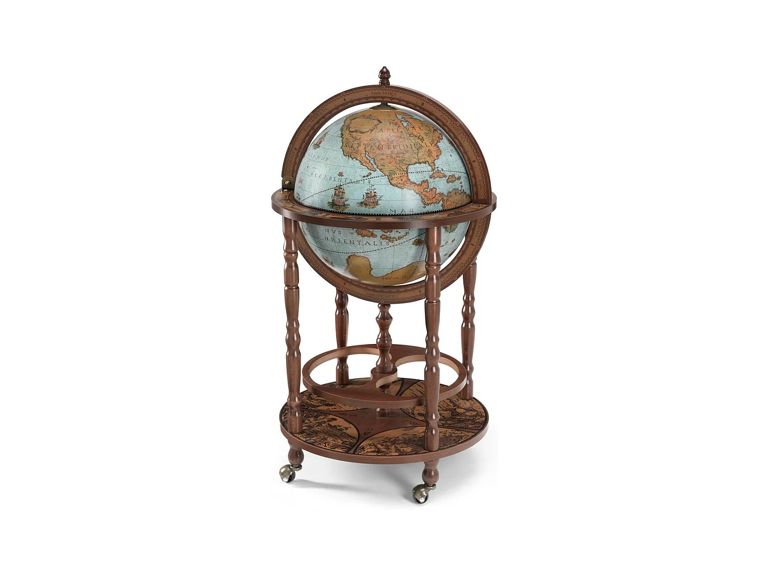 Meuble de Bar Globe Minerva, Bleu, 50x50x93 cm, Zoffoli