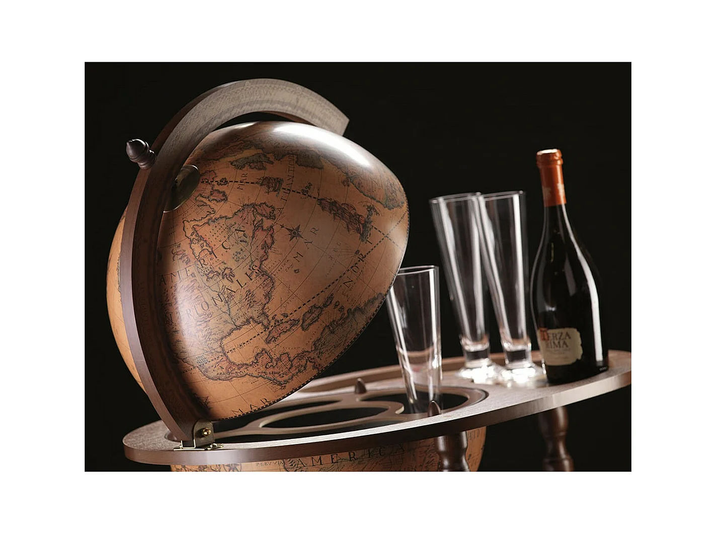 Mobile Bar Mappamondo Giasone, Marrone, 73x53x93 cm, Zoffoli