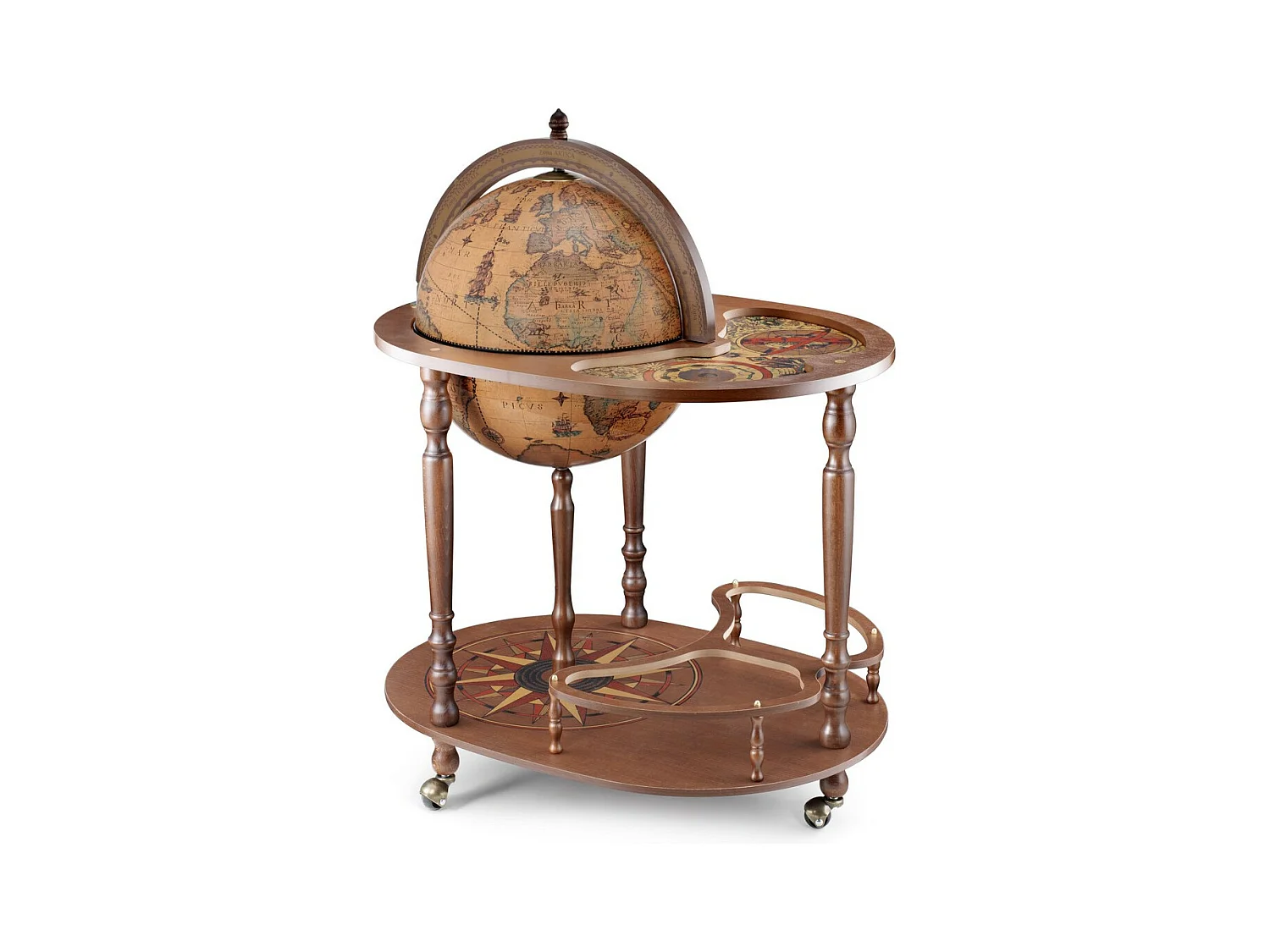 Meuble de Bar Globe Giasone, Marron, 73x53x93 cm, Zoffoli