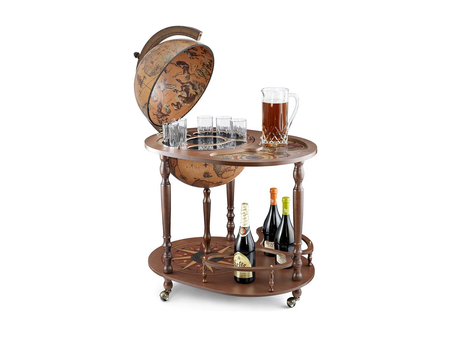 Globo de Mesa de Bar Giasone, Castanho, 73x53x93 cm, Zoffoli