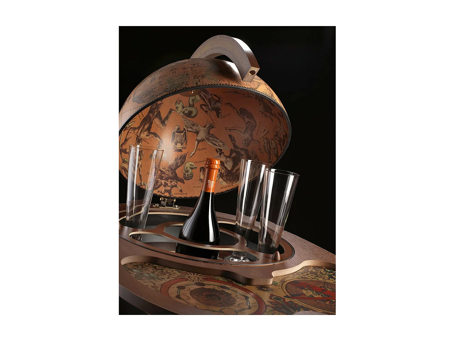 Globo de Mesa de Bar Giasone, Castanho, 73x53x93 cm, Zoffoli